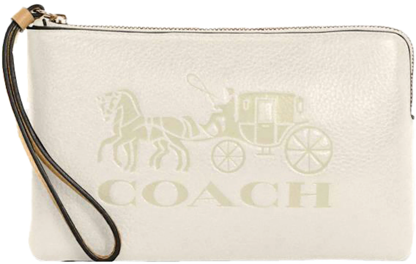 Coach Zip Wristlet Horse Carriage Vintage Vanilla Cream in Leather