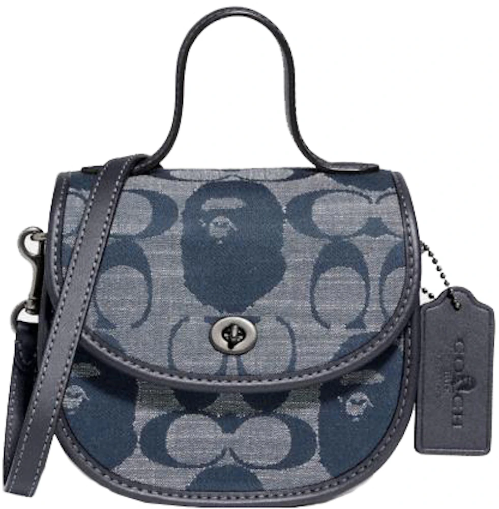 Coach x Bape Box Crossbody Bag in Navy Blue Leather ref.596279 - Joli Closet