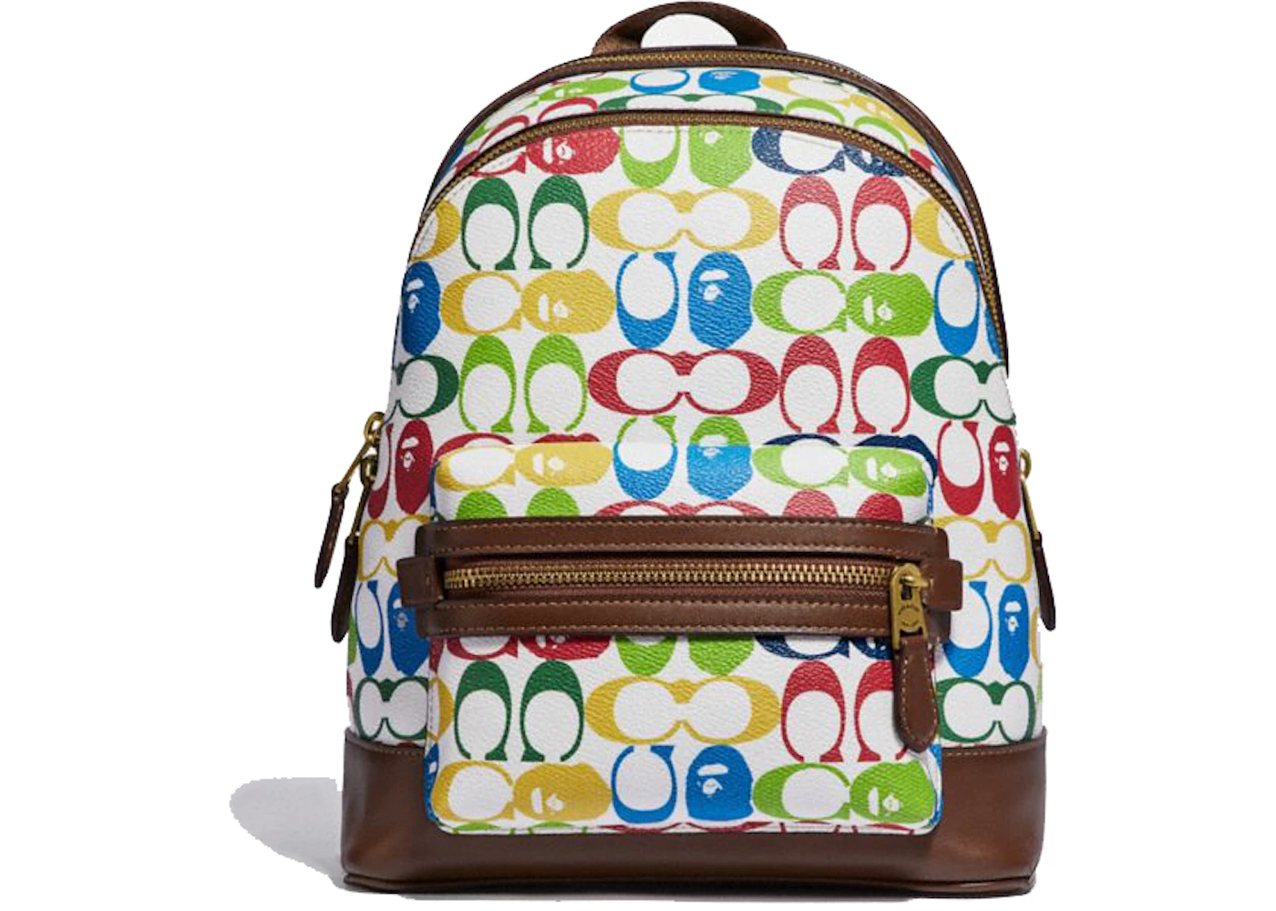 Coach x Bape Academy Backpack 23 Signature Canvas With Ape Head Brass/Multi  in Coated Canvas with Gold-tone - US