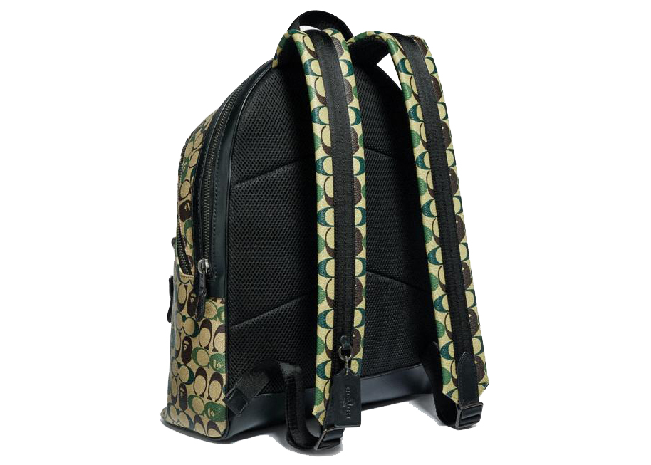 Coach x Bape Academy Backpack Signature Canvas With Ape Head Black ...