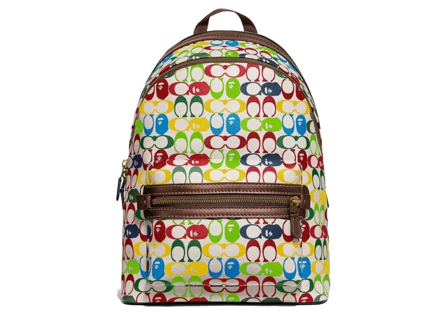 Coach x Bape Academy Backpack Signature Canvas With Ape Head Brass/Multi in  Coated Canvas with Gold-tone