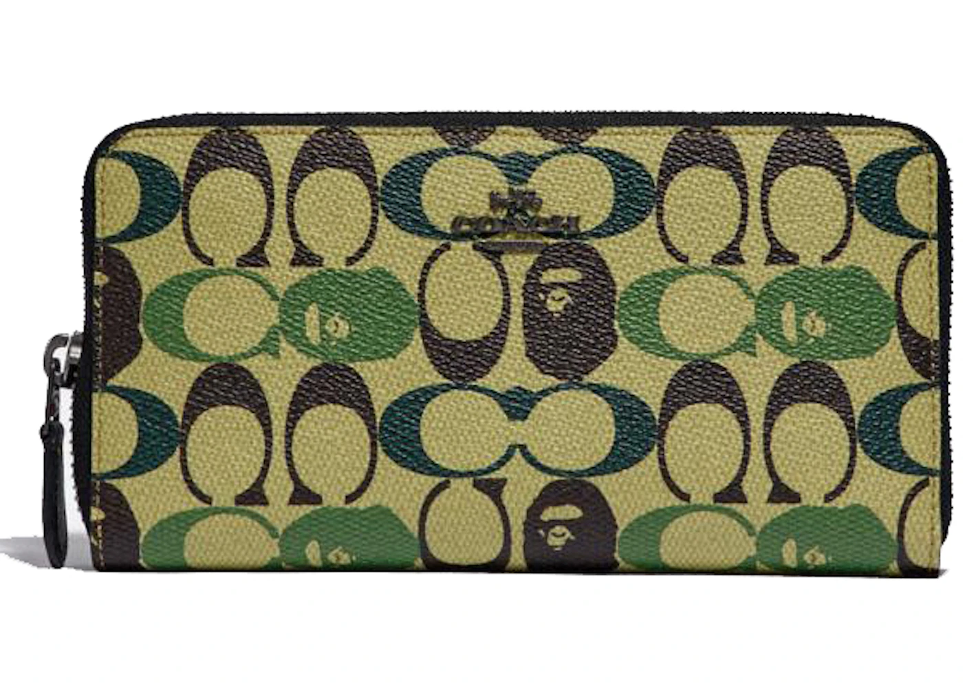 Coach x Bape Accordion Zip Wallet Signature Canvas With Ape Head