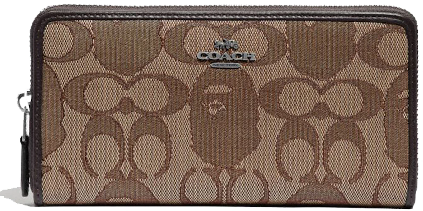 Coach x Bape Accordion Zip Wallet Signature Jacquard With Ape Head Light  Antique Nickel/Khaki in Canvas/Calfskin with Silver-tone - US