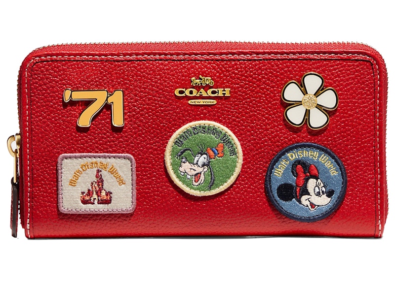 coach accordion zip wallet red