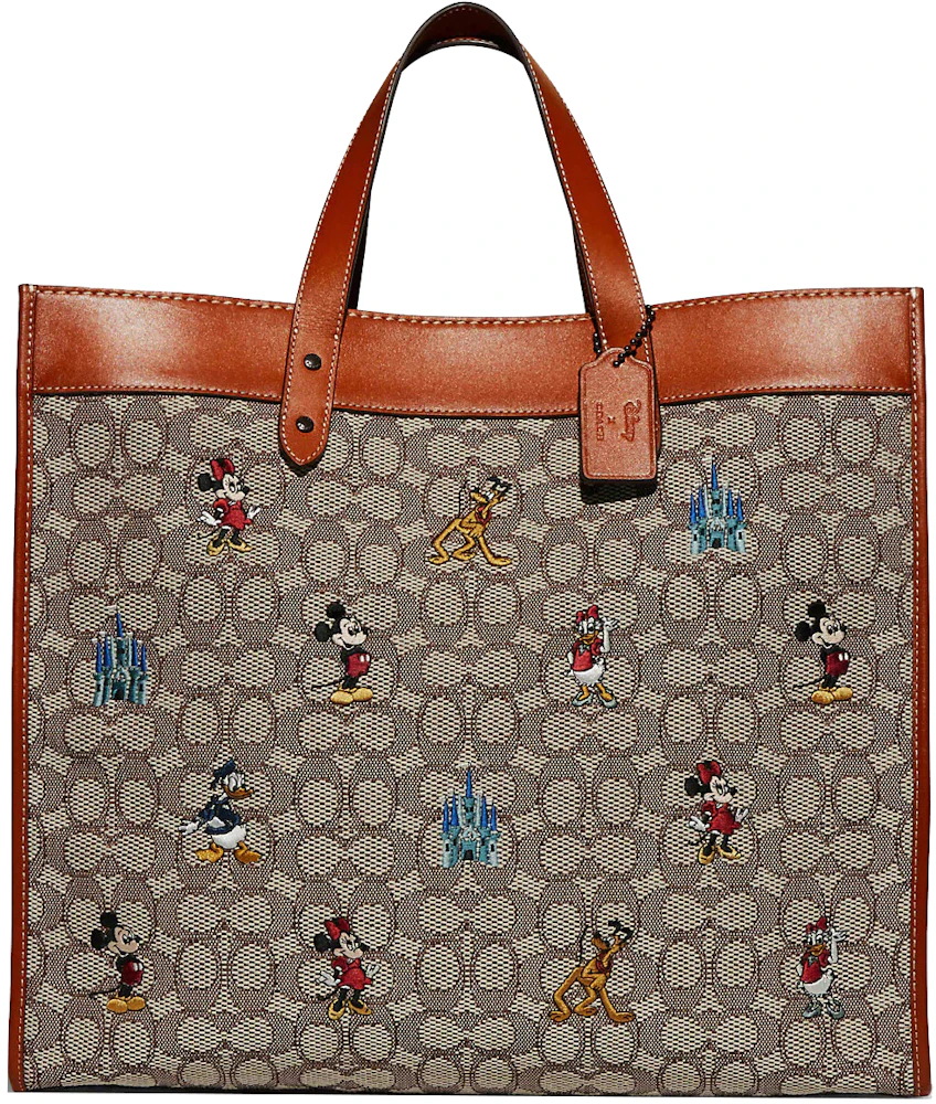 Coach x Disney Field Tote 40 Cocoa in Canvas/Leather with Black-tone - US