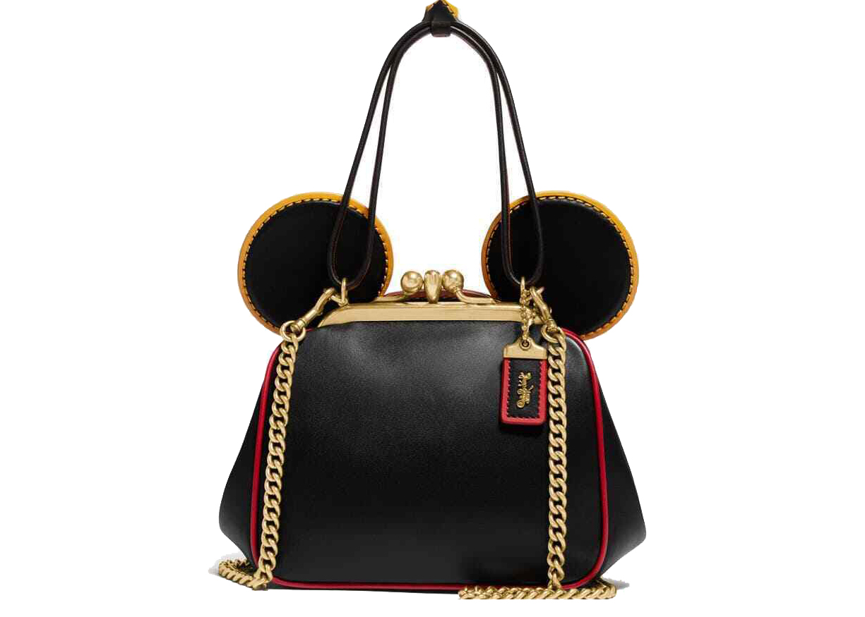 Coach x Disney Mickey Mouse Kisslock Leather Bag Small Black in
