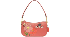 Coach x Disney Swinger 20 in Regenerative Leather With Mickey Mouse and Flowers Brass/Burnt Coral