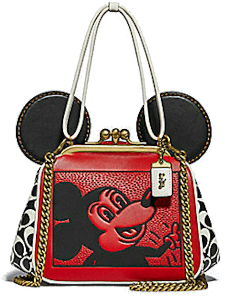 Coach x Keith Haring Disney Kisslock Bag Red/White in Leather with Gold ...