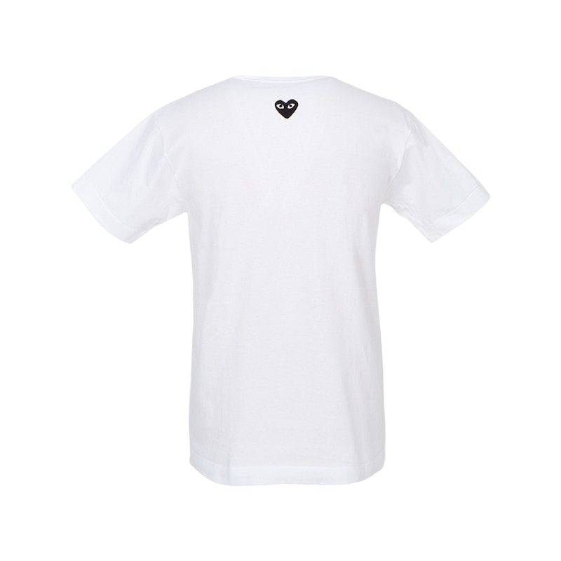 Men's Comme des Garcons Back Blackwappen Short Sleeve Shirt in White
