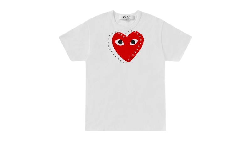 Pre-owned Comme Des Garçons Men's Comme Des Garcons Play Logo Stud P1t803 T-shirt In White
