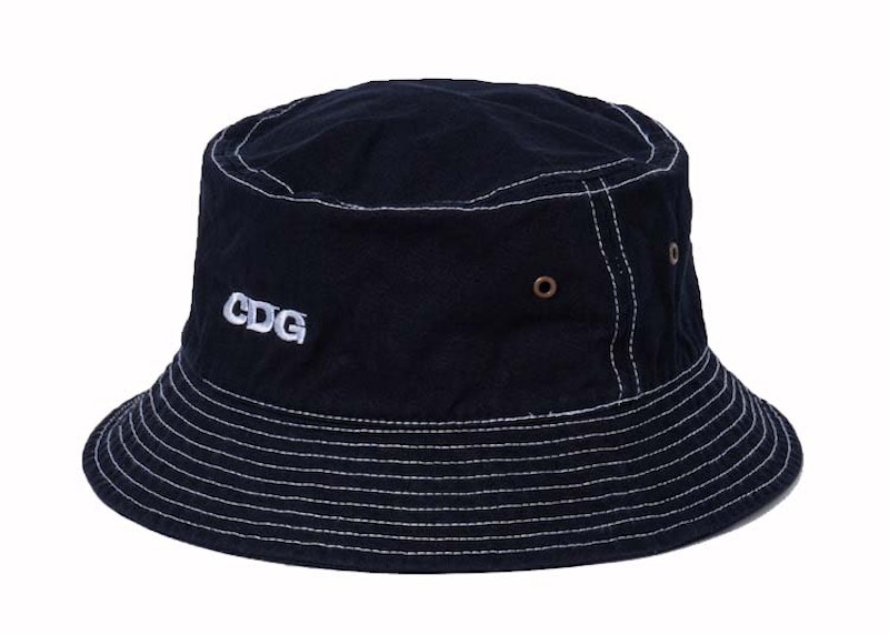 Comme des Garcons Cotton Twill Overdyed Bucket Hat Navy