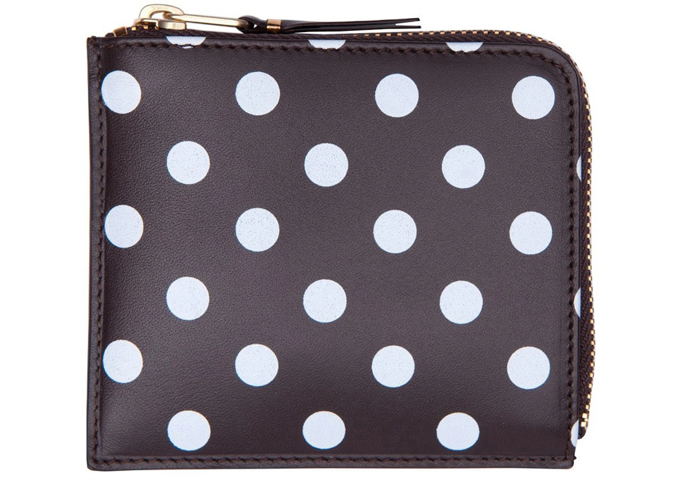 Comme des Garcons SA3100PD Wallet Polka Dots Brown in Leather with Gold ...