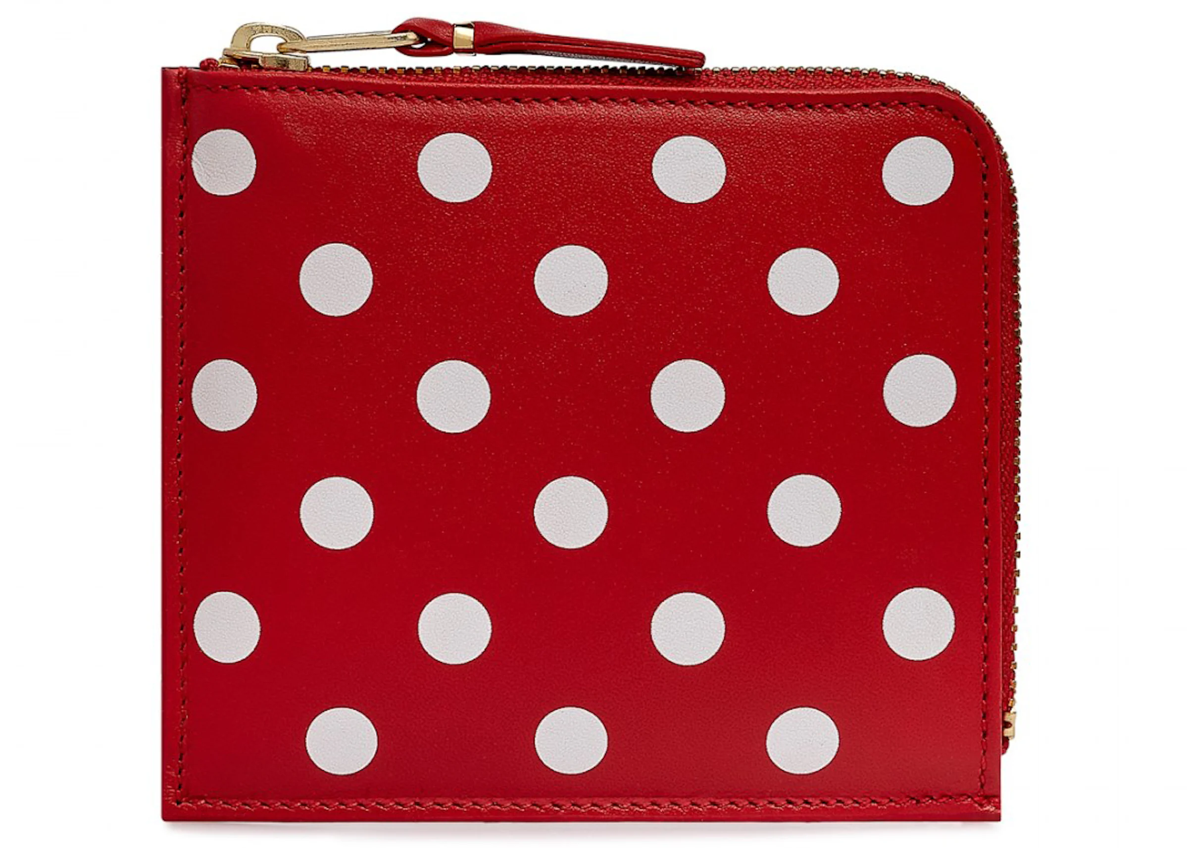 Comme des Garcons SA3100PD Wallet Polka Dots Red in Leather with Gold ...