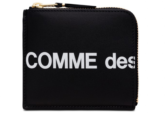 Comme des Garcons SA3100HL Huge Logo Wallet Black in Leather with