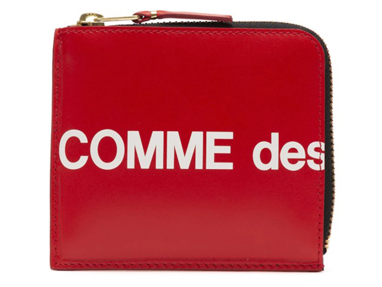 Comme des Garcons SA3100HL Huge Logo Wallet Red in Leather with Gold ...