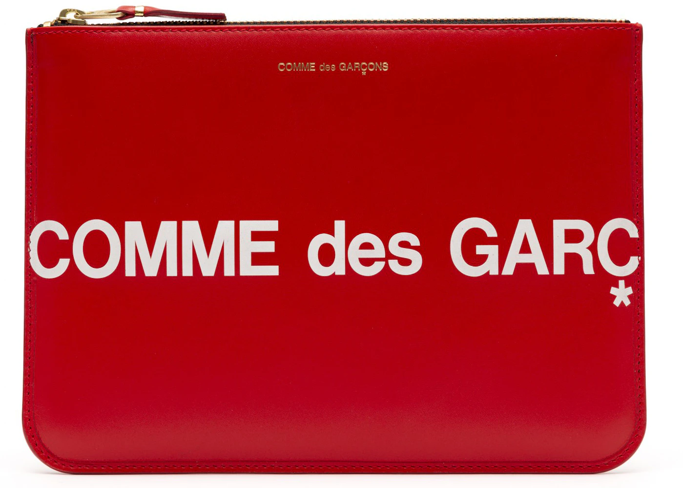 Comme des Garcons SA5100HL Huge Logo Wallet Red in Leather with Gold ...