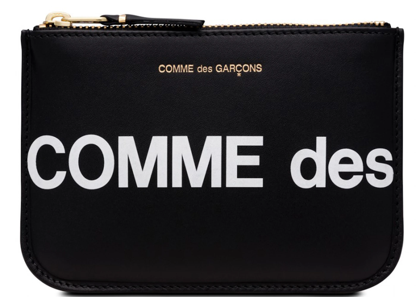 Comme des Garcons SA8100HL Huge Logo Wallet Black in Leather with Gold ...