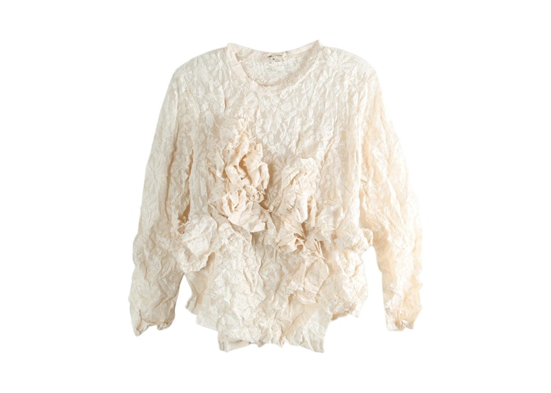 Comme des Garcons Lace Ruffled T-shirt Ivory