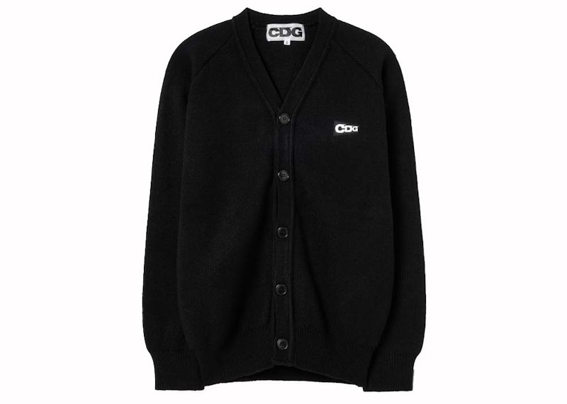 Comme des Garcons Logo Patch Rib Stitch Cardigan Black