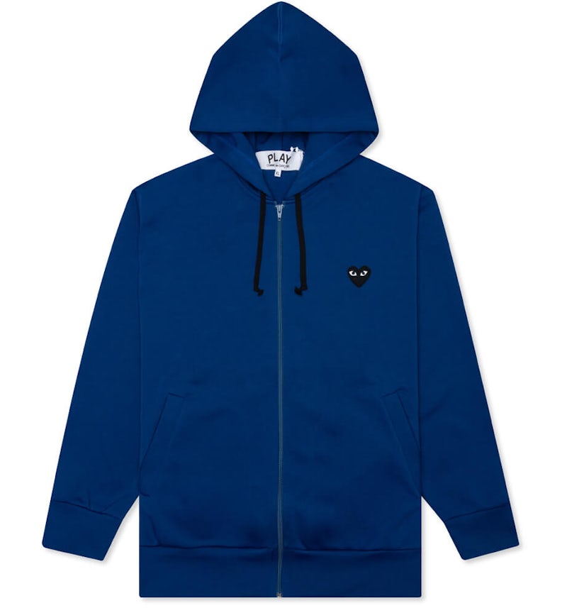 Comme des Garcons Play Big Black Heart Zip Up Hoodie Navy US