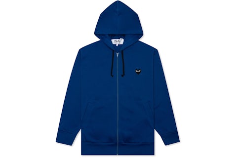 Comme des Garcons Play Big Black Heart Zip Up Hoodie Navy US