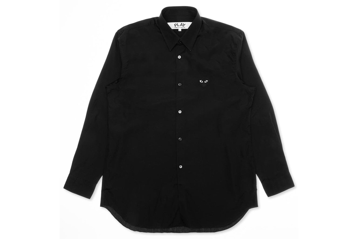 Pre-owned Cdg Play Black Emblem Button Up Shirt Black