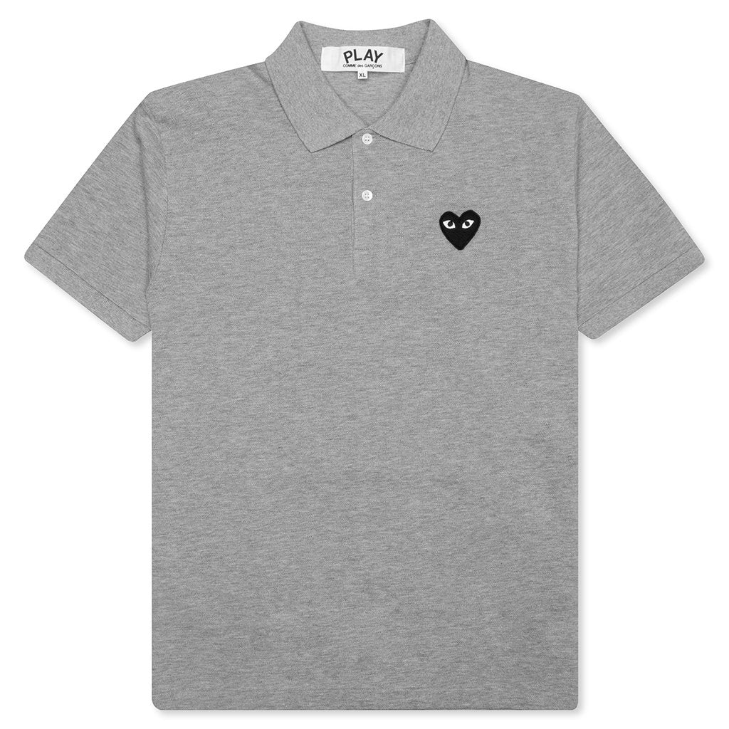 Comme des Garcons Play Black Emblem Striped Short Sleeve Button Up Shirt Blue/White