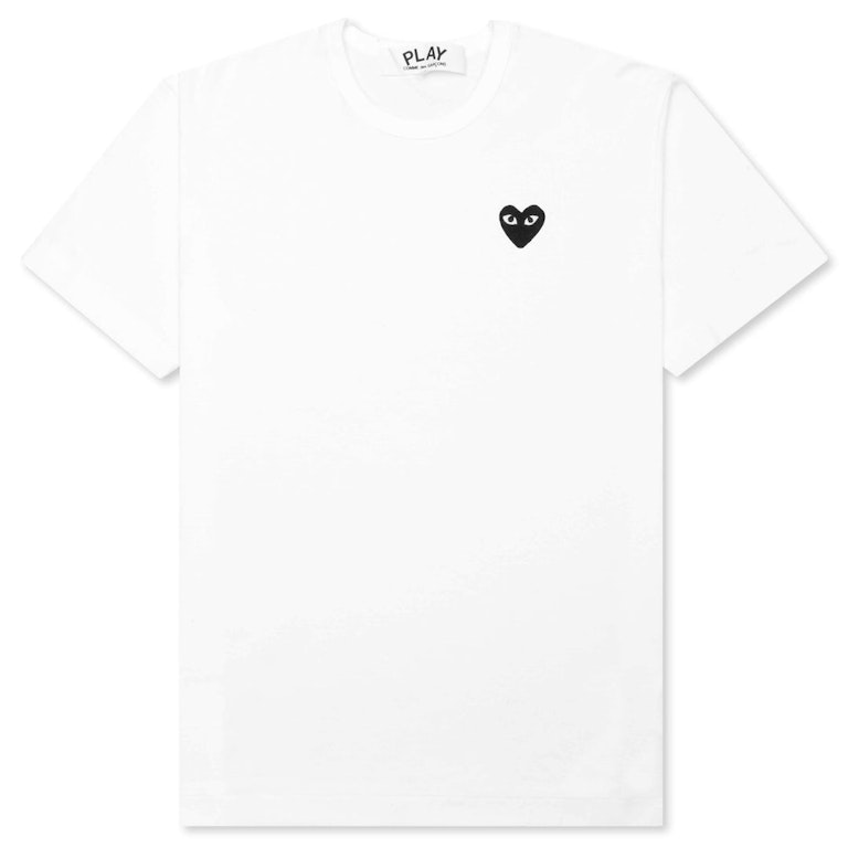 Pre-owned Cdg Play Black Emblem T-shirt White