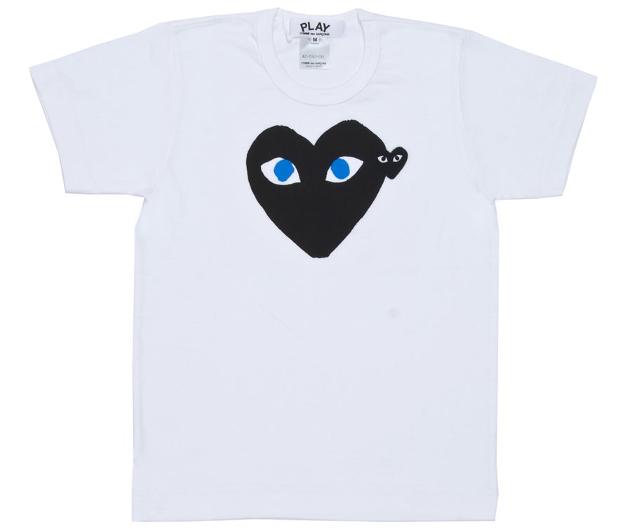 CDG Play Black Heart Blue Eyes T-shirt White