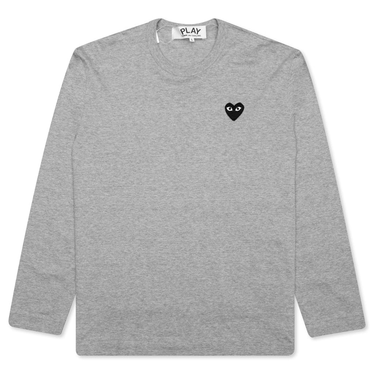 Pre-owned Cdg Play Comme Des Garcons Play Black Heart Emblem L/s T-shirt Grey