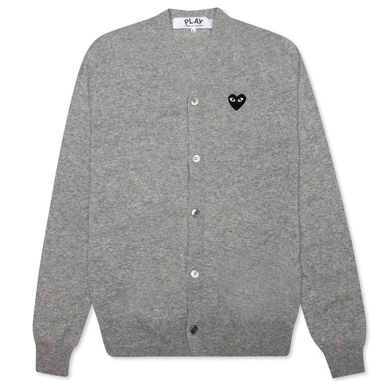 Pre-owned Cdg Play Black Heart Knit Cardigan Sweater Grey