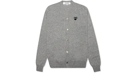 Comme des Garcons Play Black Heart Knit Cardigan Sweater Grey