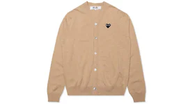Comme des Garcons Play Black Heart Knit Cardigan Sweater Tan