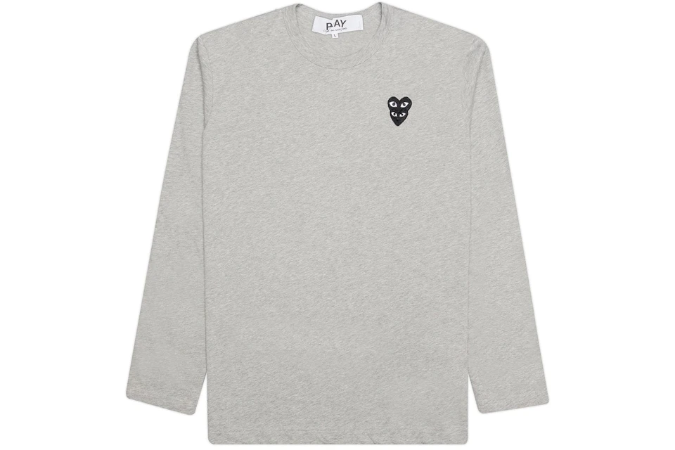 CDG Play Black Stacked Heart L/S T-shirt Grey
