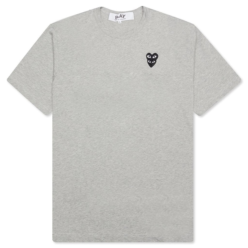 Comme des Garcons Play Black Stacked Heart T-shirt Grey