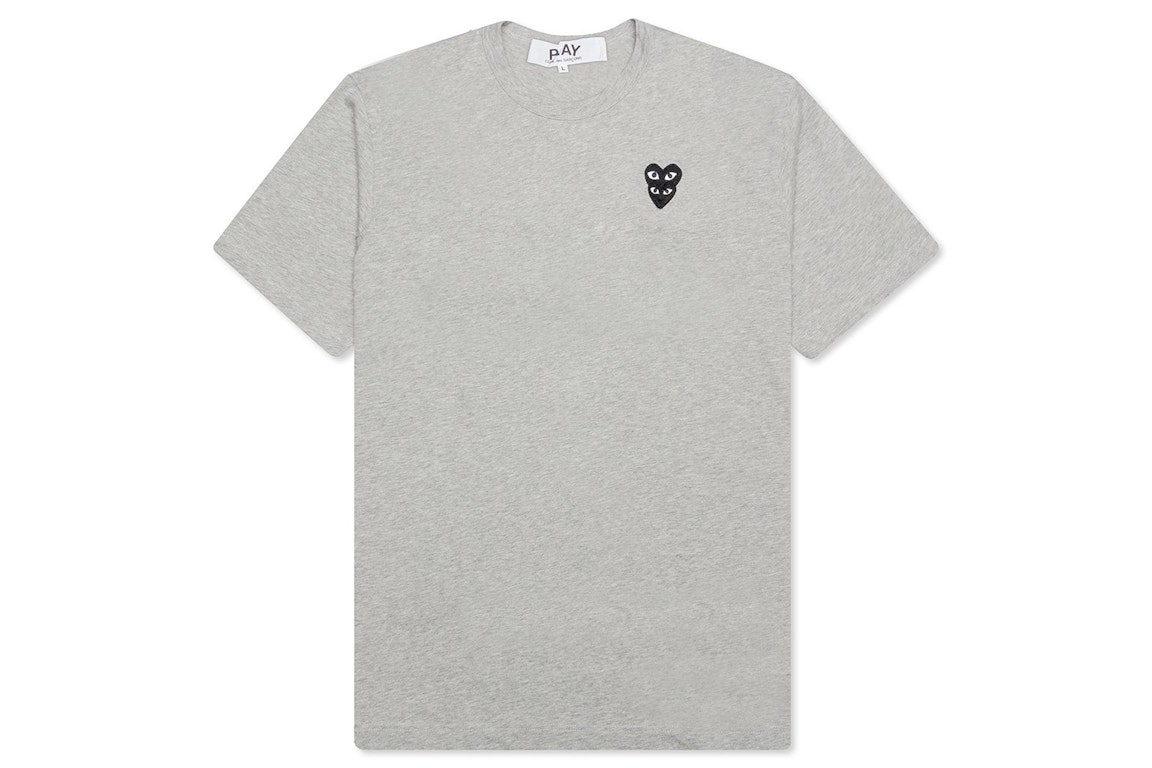 Pre-owned Cdg Play Black Stacked Heart T-shirt Grey