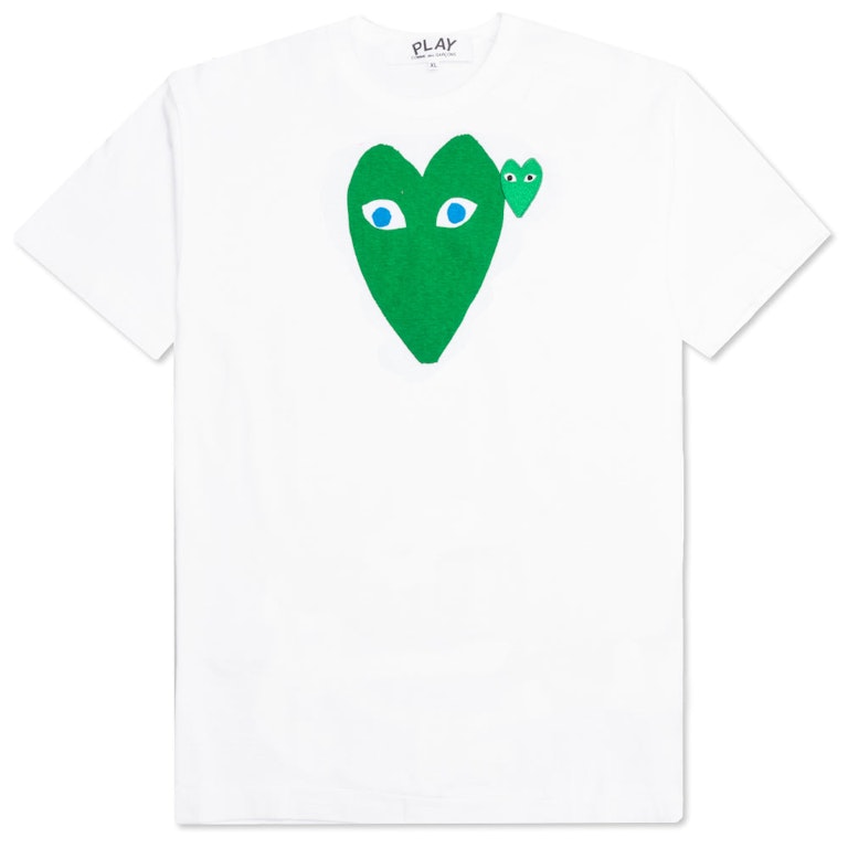 Pre-owned Cdg Play Blue Eyed Green Heart T-shirt White