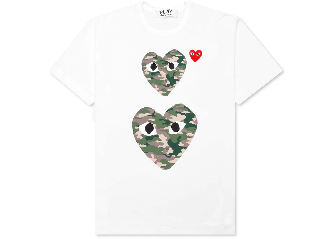 Comme des Garcons Play Camouflage Double Heart T-shirt White Men's - US