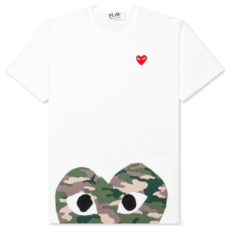 Pre-owned Cdg Play Camouflage Edge Heart T-shirt White
