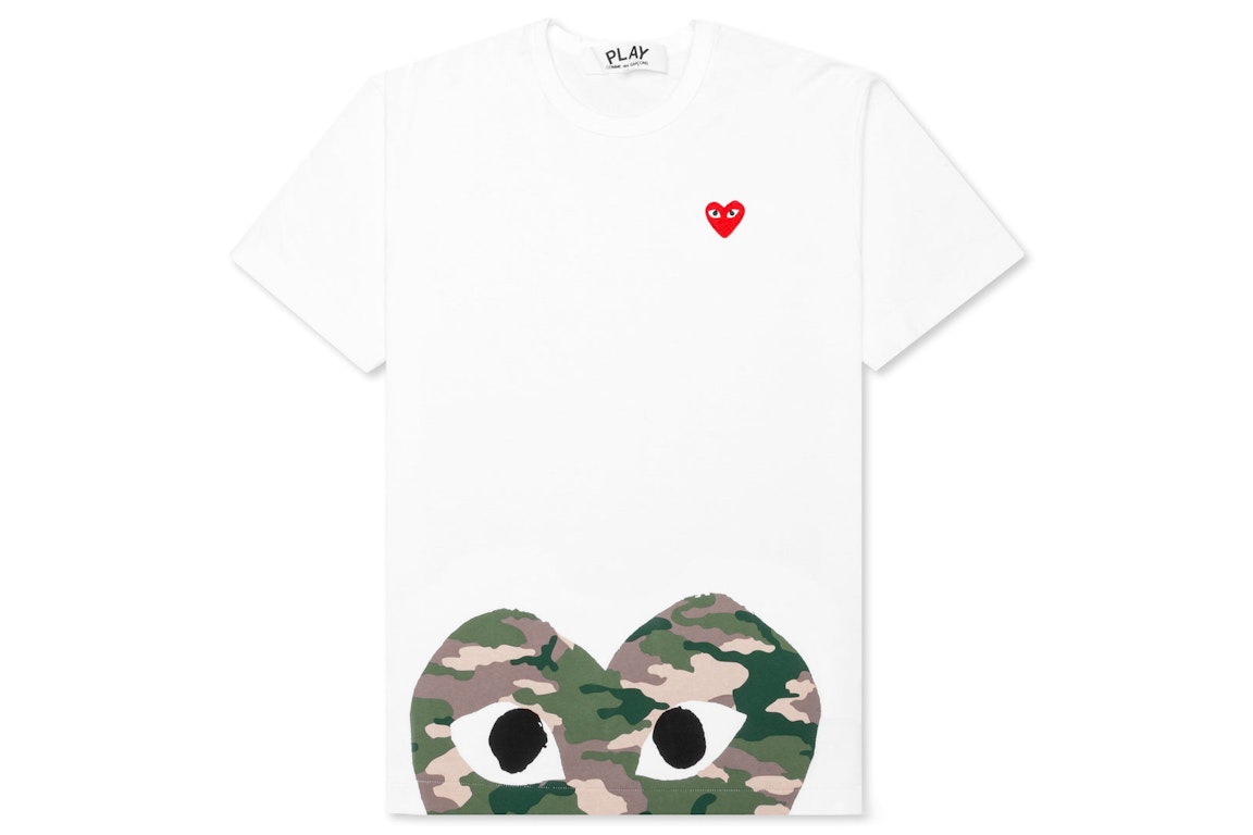 Pre-owned Cdg Play Camouflage Edge Heart T-shirt White