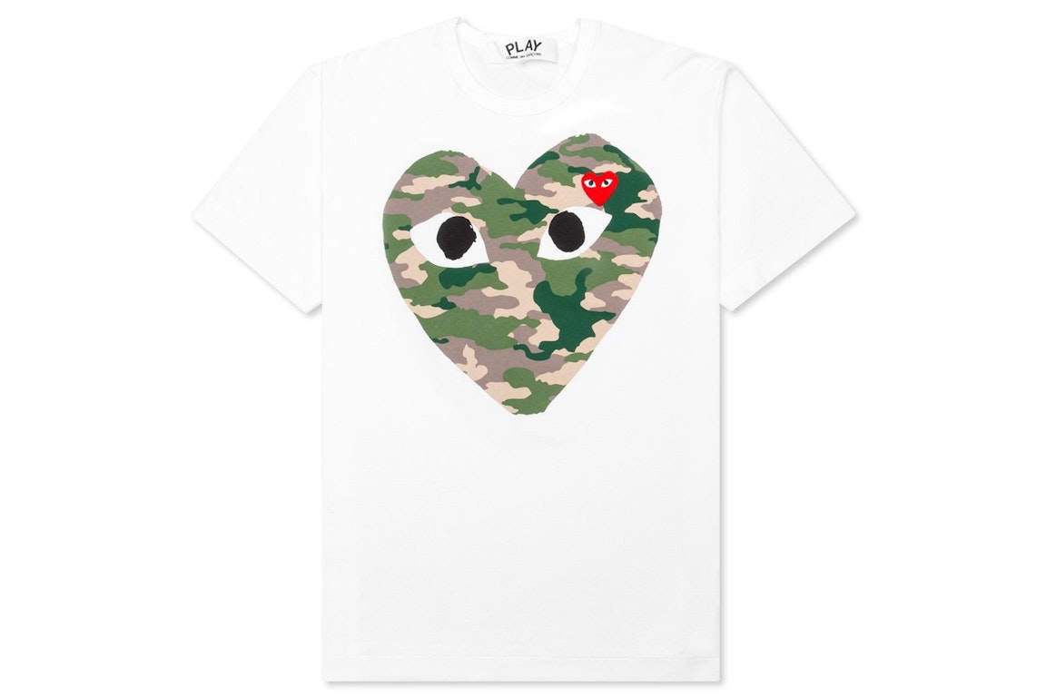 Pre-owned Cdg Play Camouflage Heart T-shirt White