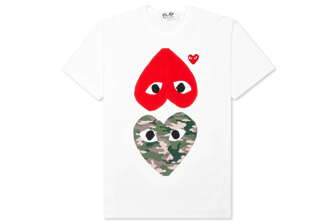 Pre-owned Cdg Play Camouflage Mirror Heart T-shirt White