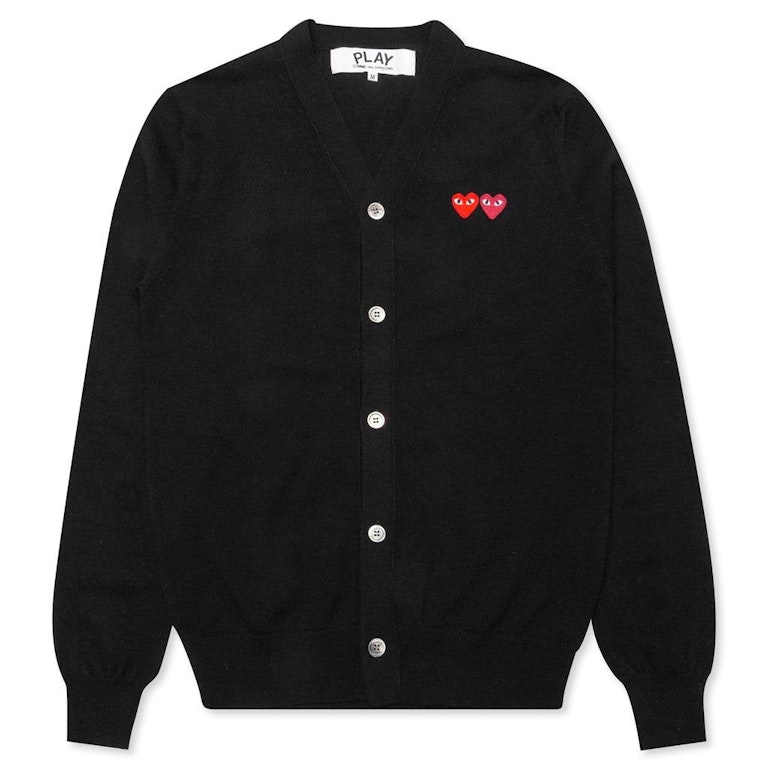 Pre-owned Cdg Play Double Heart Cardigan Sweater Black