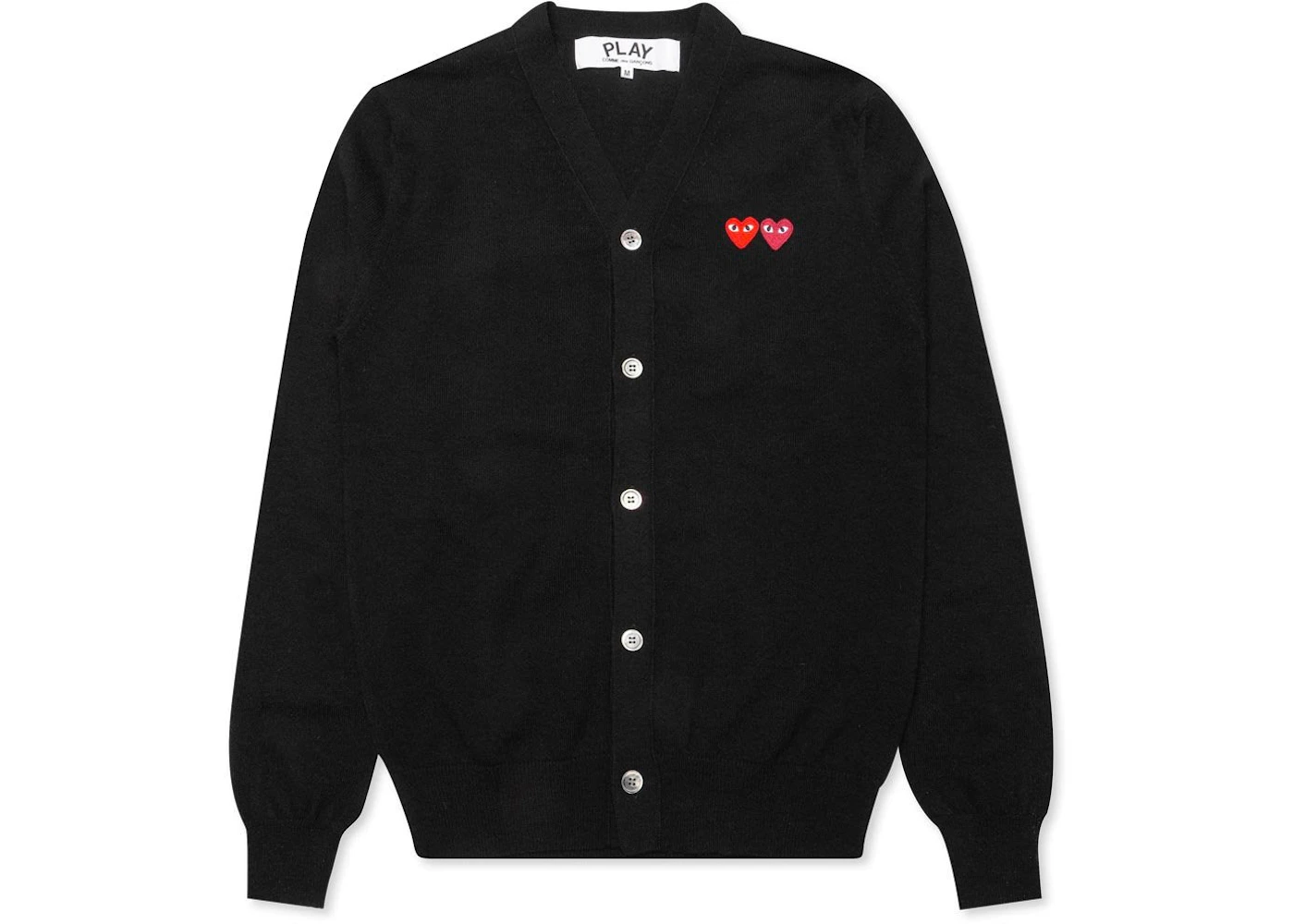 Comme des Garcons Play Double Heart Cardigan Sweater Black US