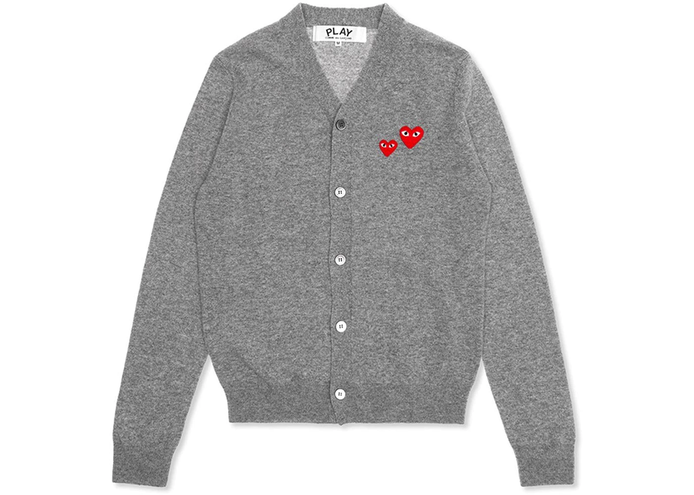 Comme des Garcons Play Double Heart Cardigan Sweater Grey Men's - US