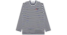 Comme des Garcons Play Double Heart Striped L/S T-shirt Navy/White