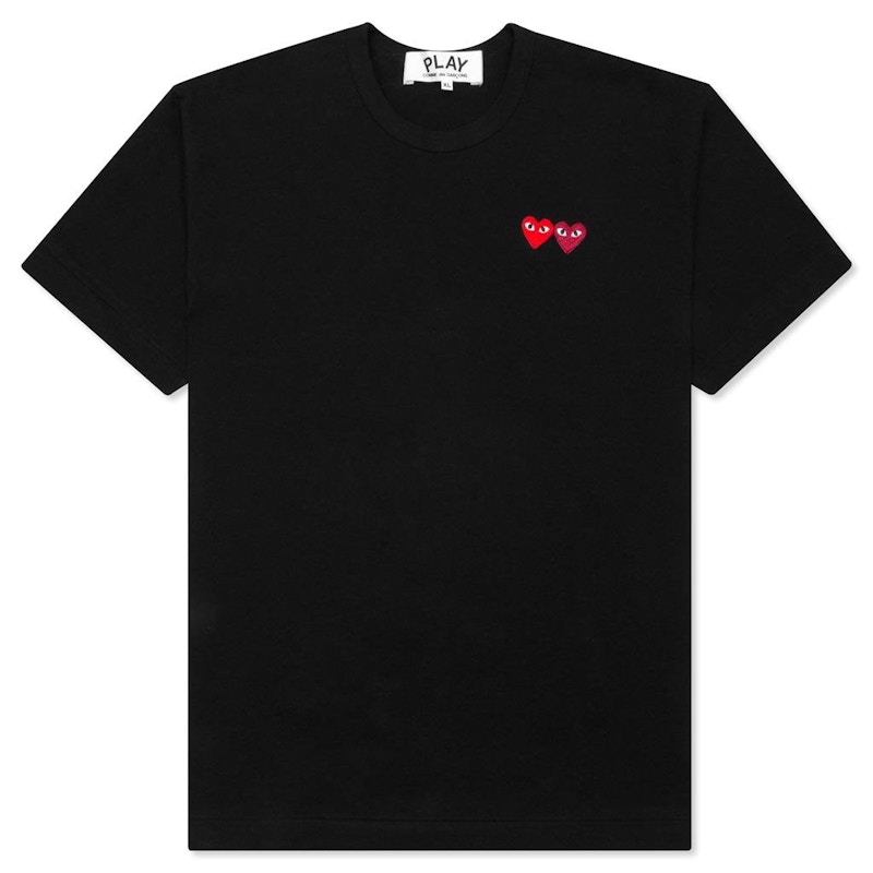 Comme des Garcons Play Double Hearts T-shirt Black