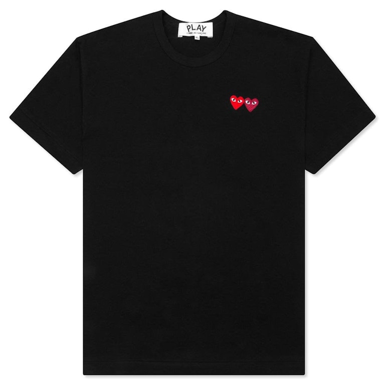 Pre-owned Cdg Play Double Hearts T-shirt Black