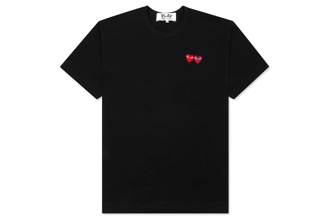 Pre-owned Cdg Play Double Hearts T-shirt Black