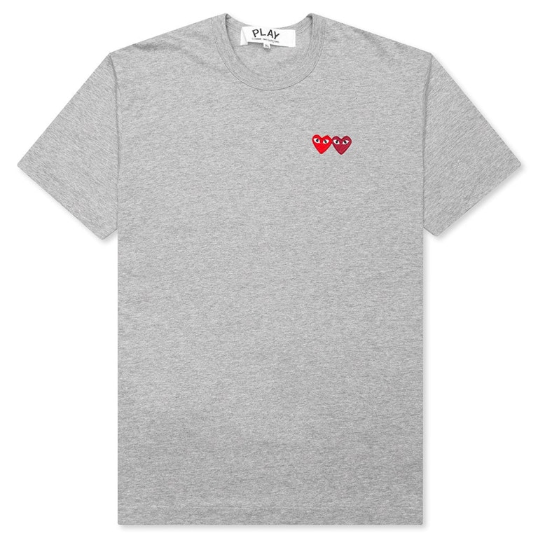 Pre-owned Cdg Play Double Hearts T-shirt Grey
